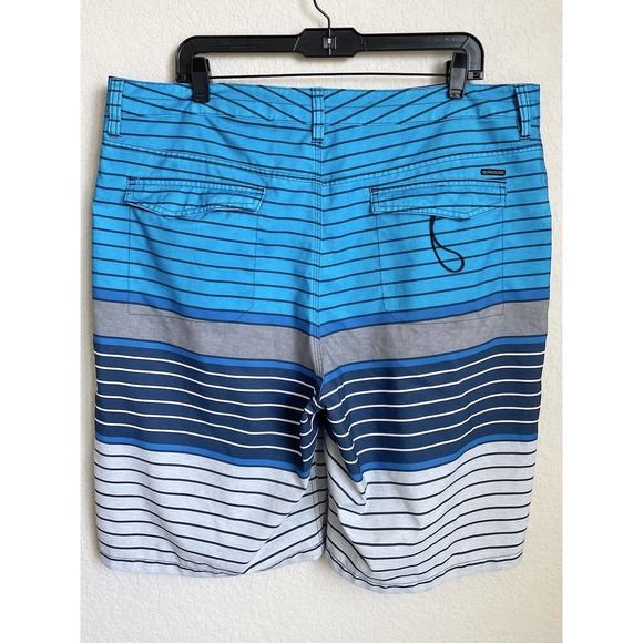 Quicksilver Mens Blue Striped Board Shorts XL Polyester Drawstring Preowned - Picture 7 of 12